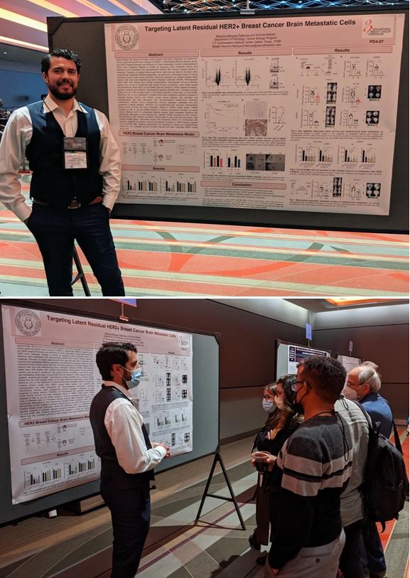 Mauricio Presenting poster to onlookers