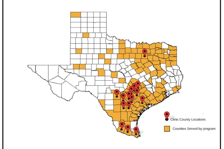 Counties in Texas served through our CPRIT program