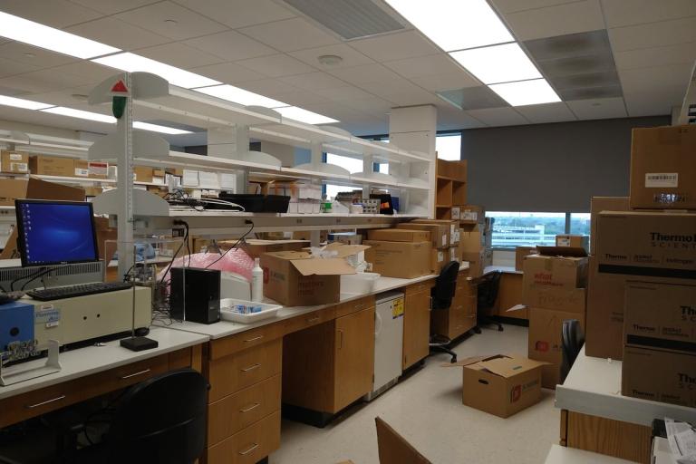 lab full of boxes