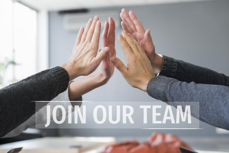 Join Our Team. 4 hands coming together to high five