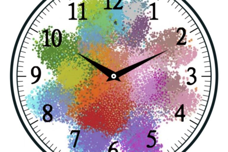 Clock with colorful background
