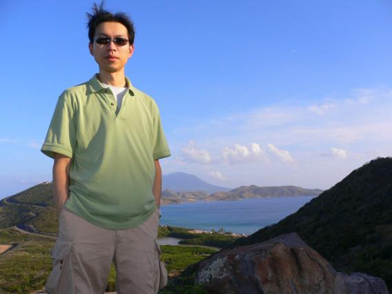 2009 St Kitts microRNA Meeting - lab member on top of a mountain