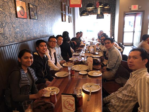 The Last Jedi - group members in costumes at dinner