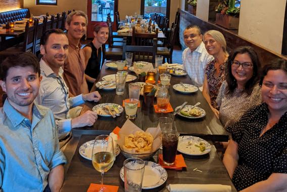 The Nijhawan Lab members eating at a local resturant