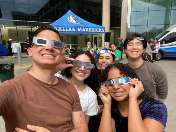 Group photo during solar eclipse 2024