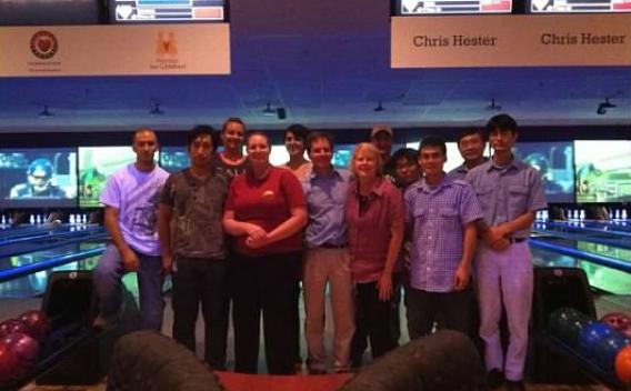 Lab Members Group at bowling alley