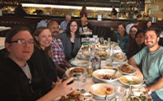 Julie Pfeiffer Lab group photo at lunch