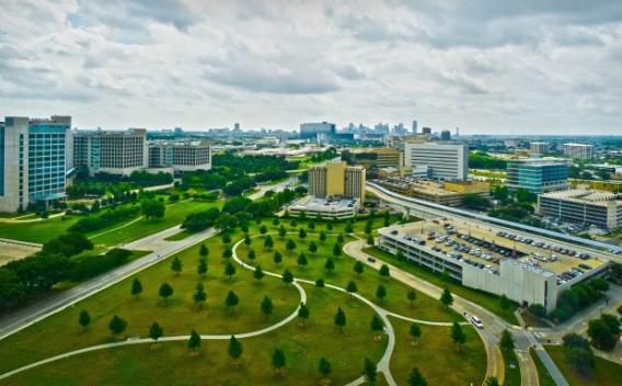 aerial view of UT Southwestern medical campus