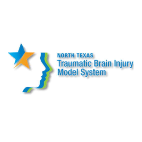 North Texas Traumatic Brain Injury Model System logo with star and facial profile in blue and gold.