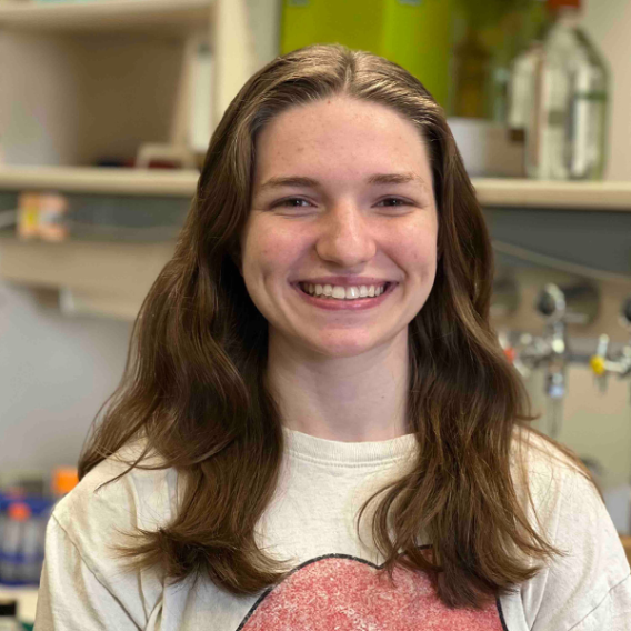 Dan Tong lab Alumni, Kathleen Antonakakis, a former SURF Summer Student standing in the laboratory