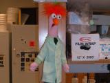 Muppets Stuffed Toy "Beaker" hanging in Burstein Lab