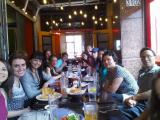 Brekken Lab group having lunch at a long table