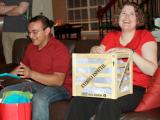Brooke Denish and woman opening gifts