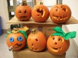 Six carved and decorated pumpkins