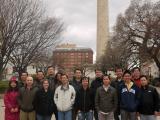 2013 Lab Group outdoors, in front of an Obelisk