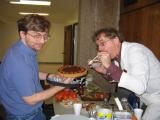 Two team members at the Annual Lab Chili Party