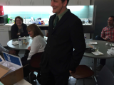 Paul wearing Mickey Mouse ears at his Thesis Defense Celebration: April 2015