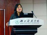 Li Liu giving lecture at Hubei University of Medicine