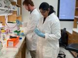 Busy day in the lab for James and Surbhi
