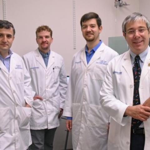 UT Southwestern researchers (l-r) Dr. Erdal Toprak, Dr. Seth Daly, Yusuf Talha Tamer, and Dr. David Greenberg
