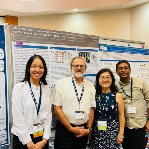 Left to Right Post doc Tianyuan Wang, Dr. Mason, Dr. Liu at the Radiation Research Society in Hawaii